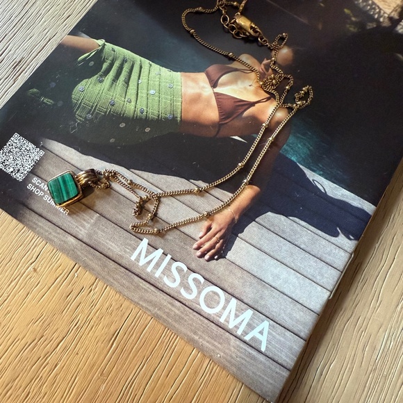 Missoma LUCY WILLIAMS SQUARE MALACHITE NECKLACE RP $196.00 - Picture 1 of 9